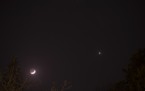 2020-03-28: Konjunkcia Mesiaca a Venuše pri Plejádach. Foto: J. Mäsiar, Krajská hvezdáreň v Žiline